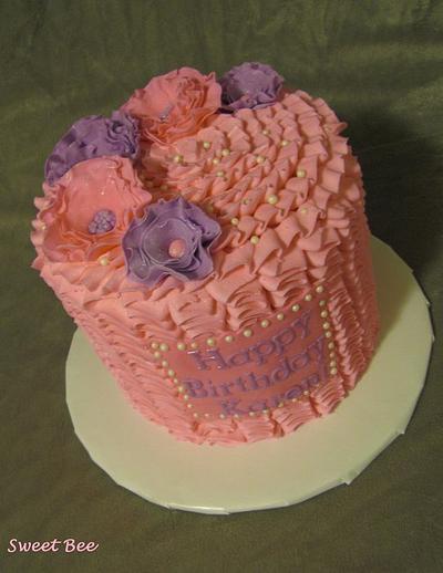 Pink, ruffles and ruffle flowers - Cake by Tiffany Palmer