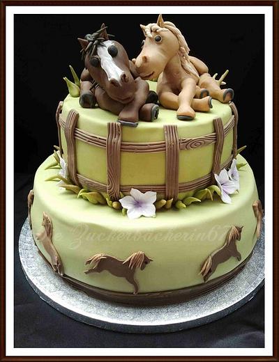 Birthday Cake with Horses - Cake by Sandy's Cakes - Torten mit Flair