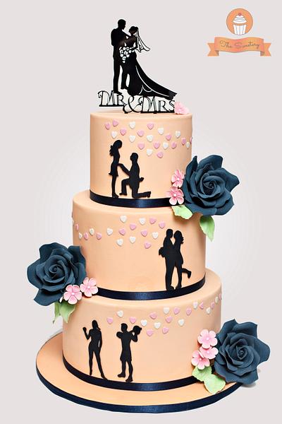 Silhouette Wedding cake in peach and navy blue - Cake by The Sweetery - by Diana