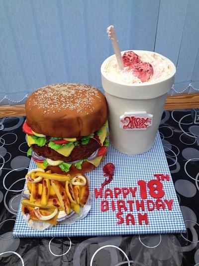 Burger, chips and miklshake - Cake by realdealuk