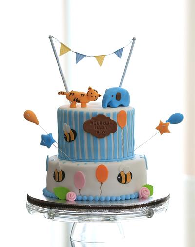Zoo theme baby boy shower cake - Cake by Ann