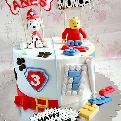 Double themed cake paw patrol an lego  - Cake by MayBel's cakes