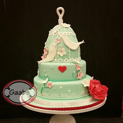 Turquoise bird Cage weddingcake  - Cake by Gaabs
