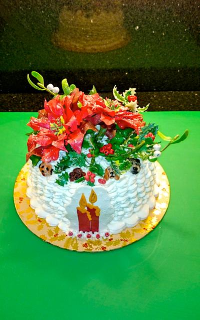 Christmas cake, flowers and Dogs! - Cake by Iria Jordan