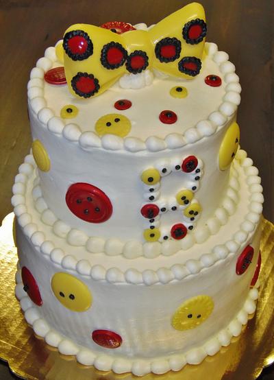 Buttercream Buttons and Bowtie cake - Cake by Nancys Fancys Cakes & Catering (Nancy Goolsby)