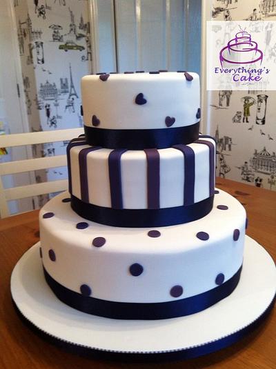 wedding cake - spots and stripes - Cake by Everything's Cake