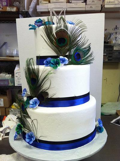 Peacock Wedding - Cake by KoffeeKupBakery