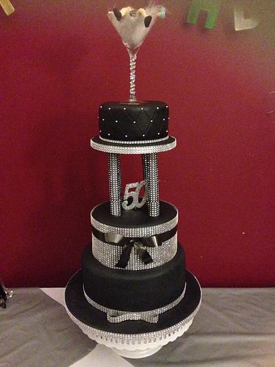 Black & bling themed tower cake - Cake by Debi at Daisy's Delights