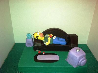 Homer Enjoying The JETS Game - Cake by Maureen