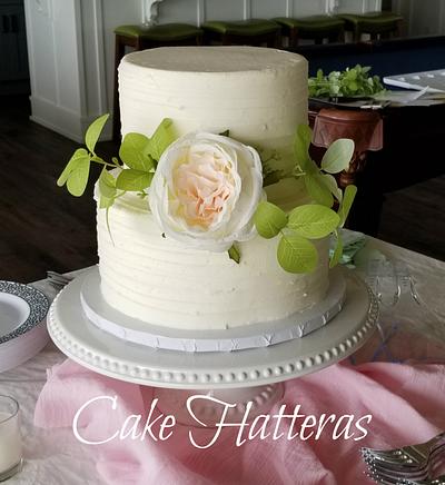 Small Wedding Cake with Silk Flowers - Cake by Donna Tokazowski- Cake Hatteras, Martinsburg WV