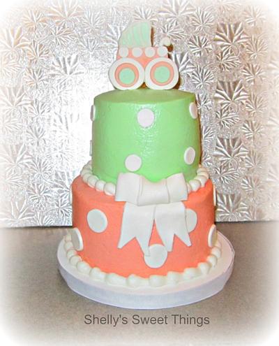Lovely mint green and coral - Cake by Shelly's Sweet Things
