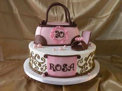 Pink and Brown Purse and Shoe 30th birthday - Cake by Teresa Cunha
