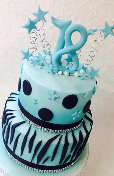 Turquoise 18th  - Cake by Missyclairescakes