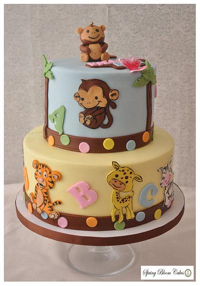 Monkey themed baby shower cake  - Cake by Spring Bloom Cakes