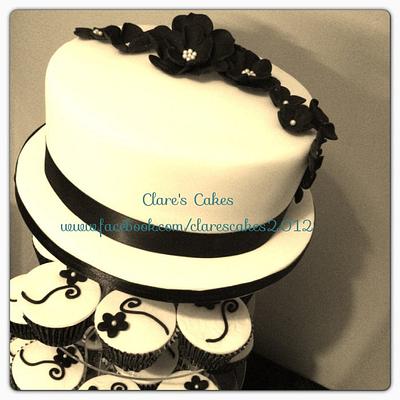 black and white cupcake tower - Cake by Clare's Cakes - Leicester