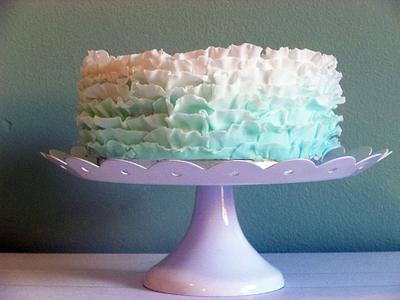 Blue Ombre Ruffle Cake - Cake by bridgewaterbakery