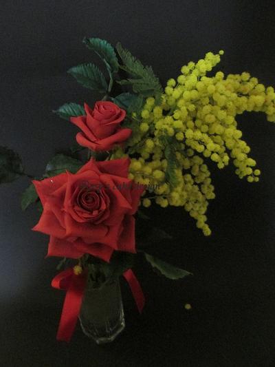 arragement red  roses - Cake by rosycakedesigner