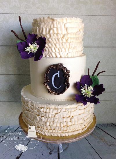 Buttercream ruffles with chalkboard  - Cake by Sweet Traditions
