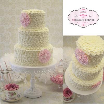 Rustic Ruffled Buttercream Wedding Cake - Cake by cjsweettreats