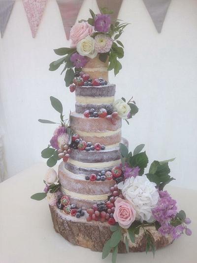 Romantic Naked Wedding Cake - my 1st attempt - Cake by Kelly