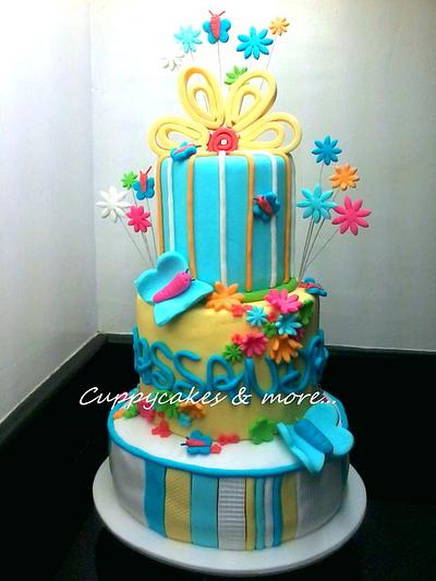 Butterfly and flowers cake - Cake by dianne