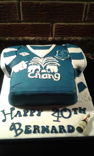 Come on you blues!!! - Everton 40th Birthday cake. - Cake by Karen's Kakery