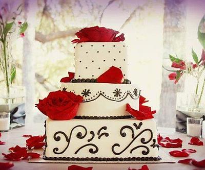 Red and Black wedding cake - Cake by Blairscustomcakes