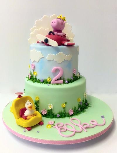Peppa Pig in a Plane - Cake by Cakes by Pat