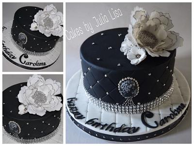 Quilted black & silver birthday cake - Cake by Cakes by Julia Lisa