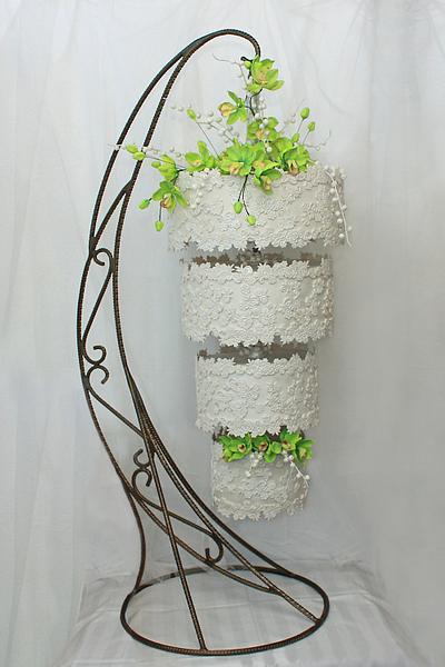 Green Orchids - a hanging wedding cake - Cake by Marina Danovska