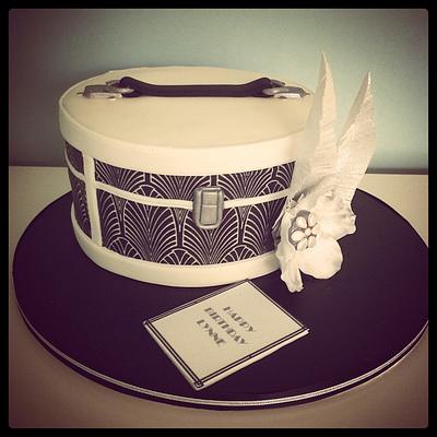 Art Deco hat box with feather fascinator  - Cake by Samantha Tempest