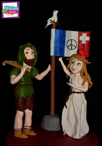 Cakes Against Violence Collaboration -  Guillaume Tell & Marianne united for peace - Cake by De la Pâte plein les doigts