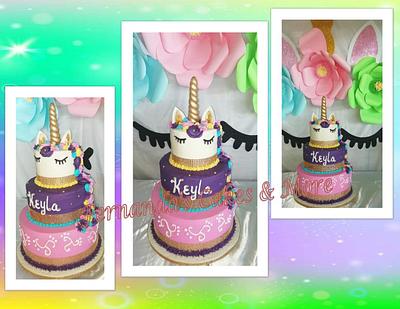 Unicorn buttercream and fondant details cake - Cake by Fernandas Cakes And More