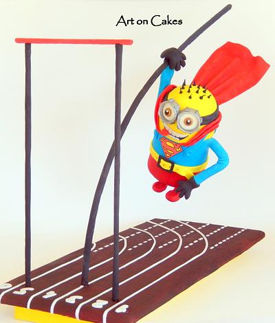 Minion Superman on Pole Vaulting - Cake by DespinaMara