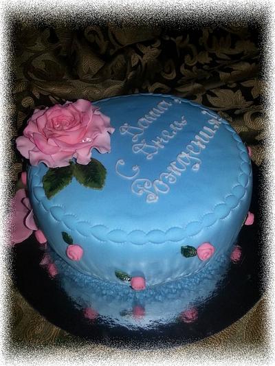 Blue with a rose - Cake by JulianaS