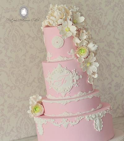 pink and white cake - Cake by Fatma Alkuwari Cakes