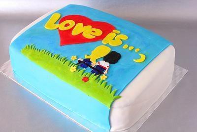 "Love is..." wedding cake - Cake by LaZinaCakes