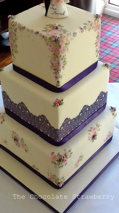Hand-painted Ditsy Wedding  - Cake by Sarah Jones