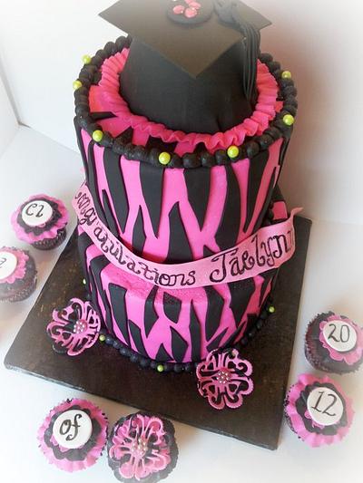 Zebra themed Graduation cake - Cake by Angelica