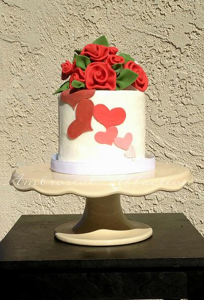 Hearts and Roses Cake - Cake by AmbrosialAffections