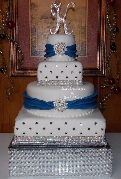 Blue & White Wedding - Cake by Sugar Sweet Cakes