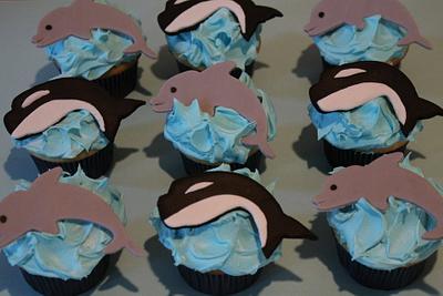 Whale and Dolphin Cupcakes - Cake by carolyn chapparo