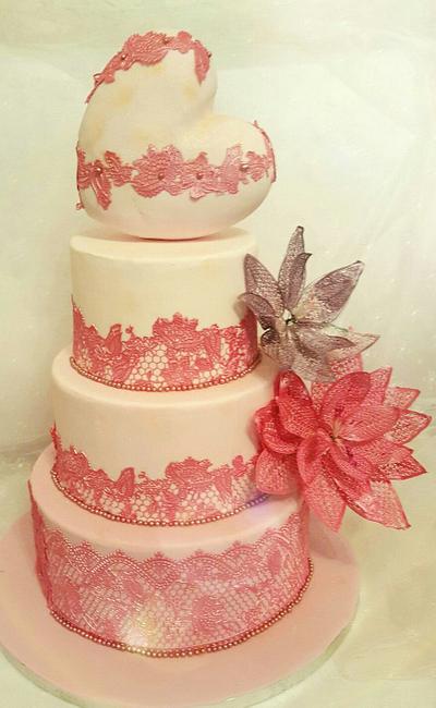 Weddingcake Lace Flowers  - Cake by Sabine Schieber 