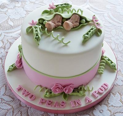 Two Peas in a Pod twins baby shower cake - Cake by Angel Cake Design
