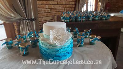 Turquoise Wedding Ruffles - Cake by Angel, The Cupcake Lady
