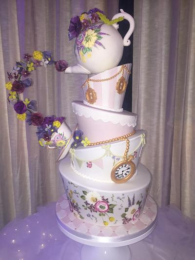 Topsy turvy mad hatter wedding cake - Cake by Claire Lynch - Quirky Cake Designs