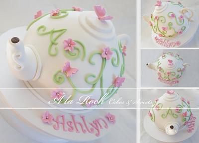 Pink & Green Teapot - Cake by A la Roch Cakes & Sweets