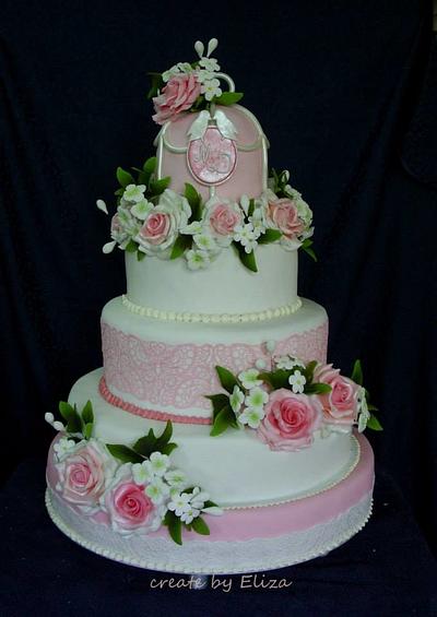 Pink roses wedding cake - Cake by Eliza