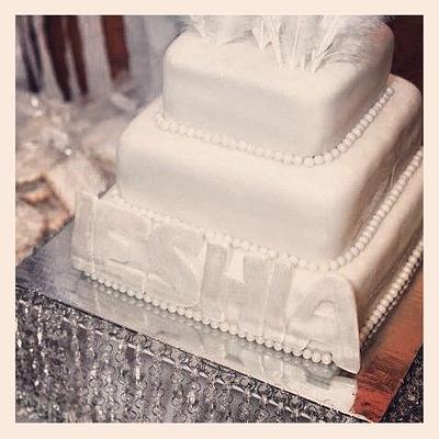 All White Birthday Cake w/Feathers - Cake by Kayla O