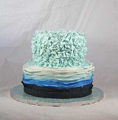 blue ruffle ombre cake - Cake by soods
